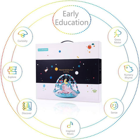 TEMI Baby Gym Toys & Activity Play Mat, Kick and Play Piano Gym Center con música y luces, juguetes de aprendizaje electrónico para bebés, niños pequeños, recién nacidos, niñas y niños de 1 a 36 meses - DIGVICE MX