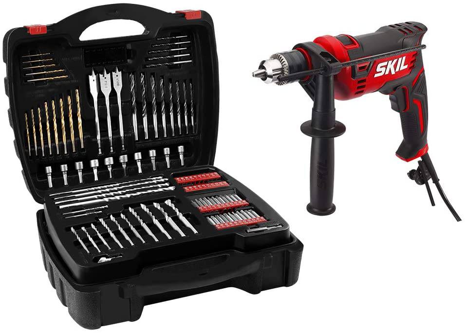 Skil HD182002 - Taladro de martillo con cable de 7,5 amperios, 1/2 pulgada con 100 brocas - DIGVICE MX