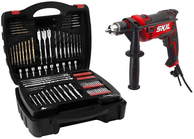 Skil HD182002 - Taladro de martillo con cable de 7,5 amperios, 1/2 pulgada con 100 brocas - DIGVICE MX