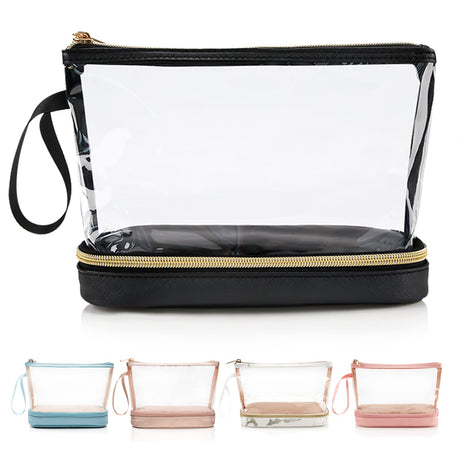Ethereal - Bolsa de maquillaje transparente, bolsa de maquillaje de viaje para mujer, (negro)
