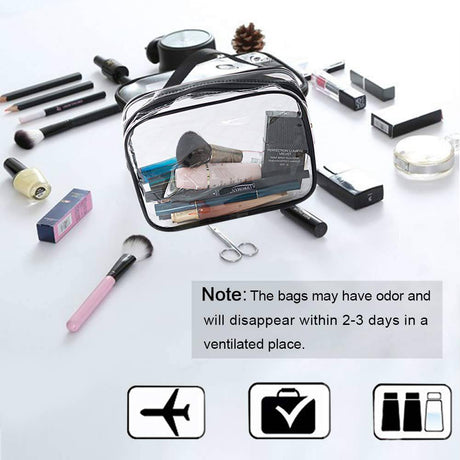 APREUTY - Bolsas de maquillaje transparentes, juego de 6 bolsas de maquillaje de PVC transparente con asa de cremallera Bolsa de equipaje de viaje portátil