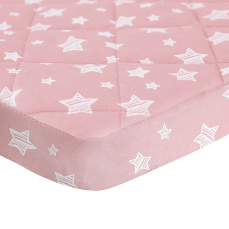 MOONSEA - Funda para colchón Pack and Play, sábanas acolchadas ajustables para niña, sábanas suaves y transpirables para parque de juegos de 39 x 27 x 5 pulgadas, se adapta a Graco Play Yards y colchón plegable (estrella rosa) - DIGVICE MX