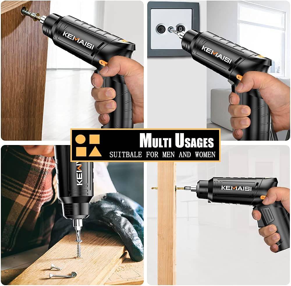 KEMAISI (13 en 1) Juegos de destornilladores eléctricos inalámbricos de 4,2 V con luz de trabajo LED, destornillador eléctrico recargable con batería de iones de litio de 2000 mAh, destornillador de posiciones de mango ajustable - DIGVICE MX