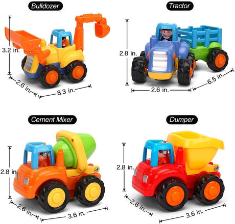 Yiosion Push and Go Coches con motor de fricción Vehículos de construcción Juego de juguetes - 110326