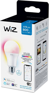WiZ Connected Color 60 W A19 Smart WiFi Bombilla, 16 millones de colores, compatible con Alexa y Google Home Assistant, no requiere concentrador, 1 bombilla - DIGVICE MX