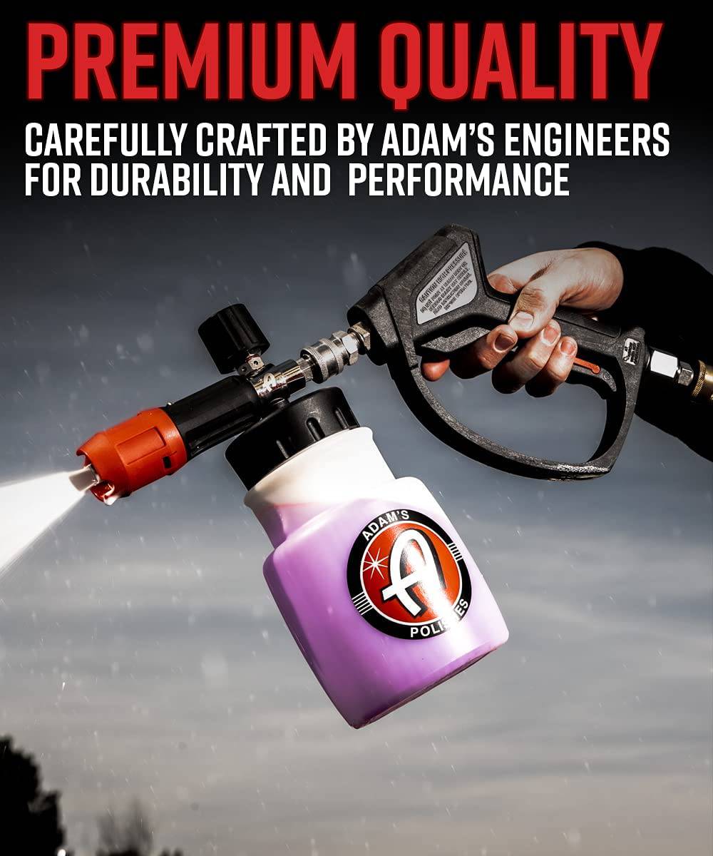 ADAM´S - Cañón de espuma premium - Pulverizador de jabón de cañón de espuma de nieve personalizado para lavado de autos | Bote rociador para lavadora a presión