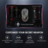 Lizsword Gaming Mouse con cable, computadora PC Gaming Mouse [RGB LED] [Rapid Fire], sensor de juego avanzado de 5 niveles 7200 DPI, ergonómico, 8 botones programables, Plug & Play USB Windows Mac Laptop Gamer, negro