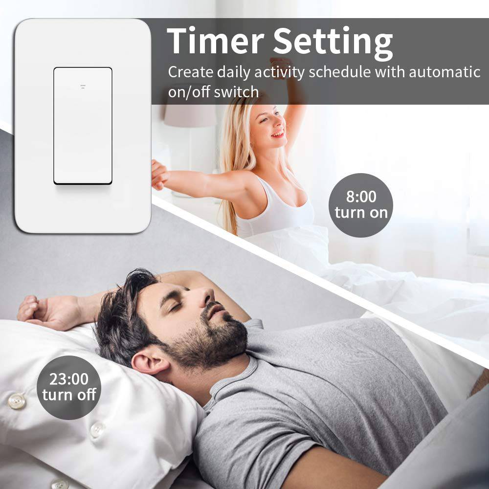 MICMI Interruptor de luz inteligente de 3 vías, compatible con Alexa, Asistente de Google, IFTTT, interruptor de luz WiFi de 3 vías, requiere cable neutro, control remoto de aplicación de configuración de programación, ETL, no requiere concentrador (2) - DIGVICE MX