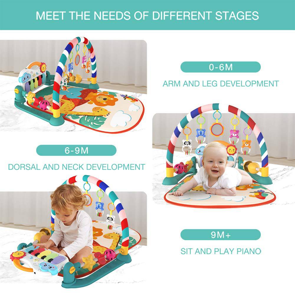 Eners Baby Gyms Play Mats Centro de actividades musicales Kick & Play Piano Gym Tummy Time Colchoneta acolchada para recién nacidos (verde) - DIGVICE MX