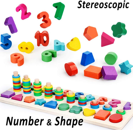 CozyBomb - Rompecabezas de madera con números para clasificar juguetes Montessori para niños - 54789125