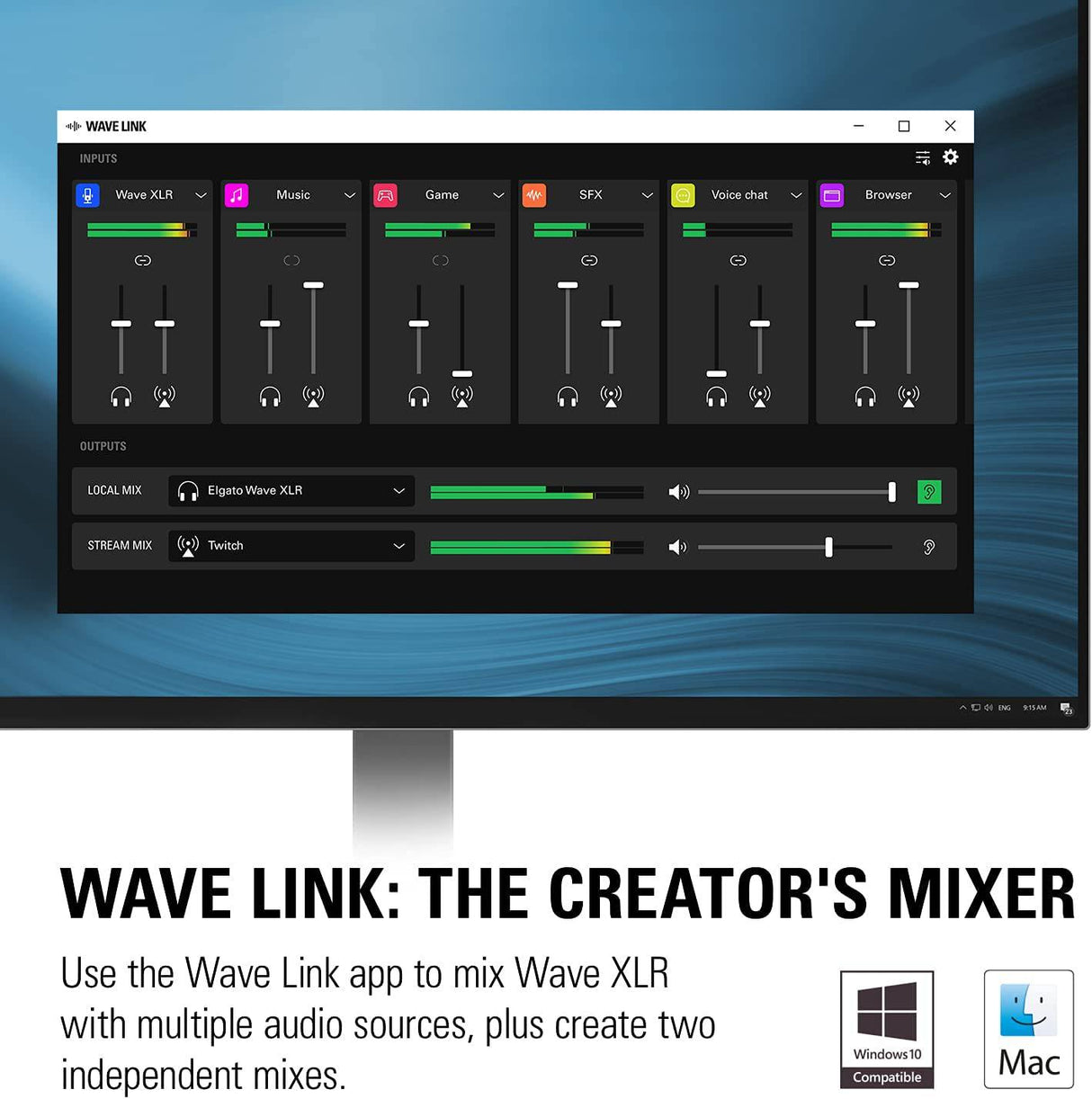 Elgato Wave XLR - Mezclador de audio y preamplificador de 75 db para micrófono XLR a USB-C, interfaz de control con alimentación fantasma de 48 V, Tap-to-Mute, software de mezcla digital para transmisión, grabación, podcasting