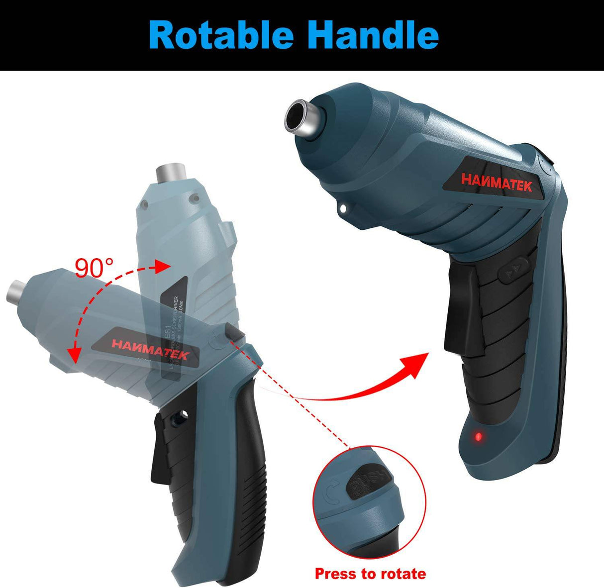 Puntas de destornillador inalámbricas recargables HANMATEK con destornillador eléctrico potente de estilo recto y pistola, pistolas de tornillo pequeño - DIGVICE MX