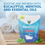 Vicks VapoBath, cristales de baño, bomba de baño, sales de baño no medicinales, aromaterapia de vapor calmante Vicks Vapors con eucalipto y mentol, contiene aceites esenciales, 36 oz
