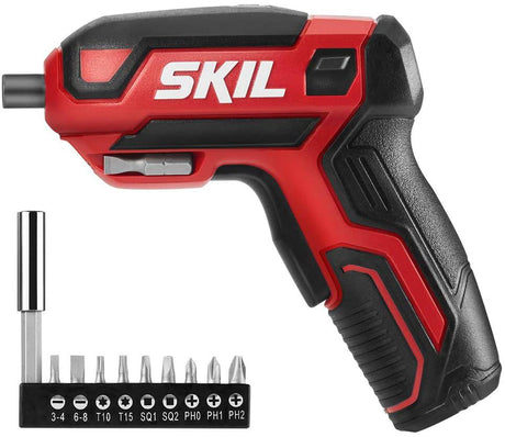Destornillador inalámbrico recargable de 4 V SKIL, incluye 9 puntas, 1 soporte para puntas, cable de carga USB - SD561801 - DIGVICE MX