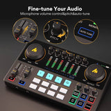 MAONO - Paquete de equipo de podcast-Interfaz de audio-Micrófono de condensador MaonoCaster-Estudio de producción de podcast todo en uno para grabación, transmisión (AME2A)
