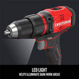 Kit de taladro/atornillador inalámbrico CRAFTSMAN V20*, sin escobillas (CMCD710C1), rojo, 1/2 pulg. - DIGVICE MX