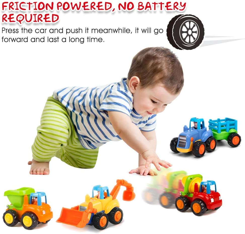 Yiosion Push and Go Coches con motor de fricción Vehículos de construcción Juego de juguetes - 110326
