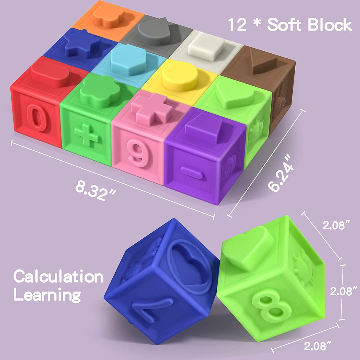 TEMI 12 piezas de juguetes de bloques apilables suaves y coloridos, juguetes educativos -