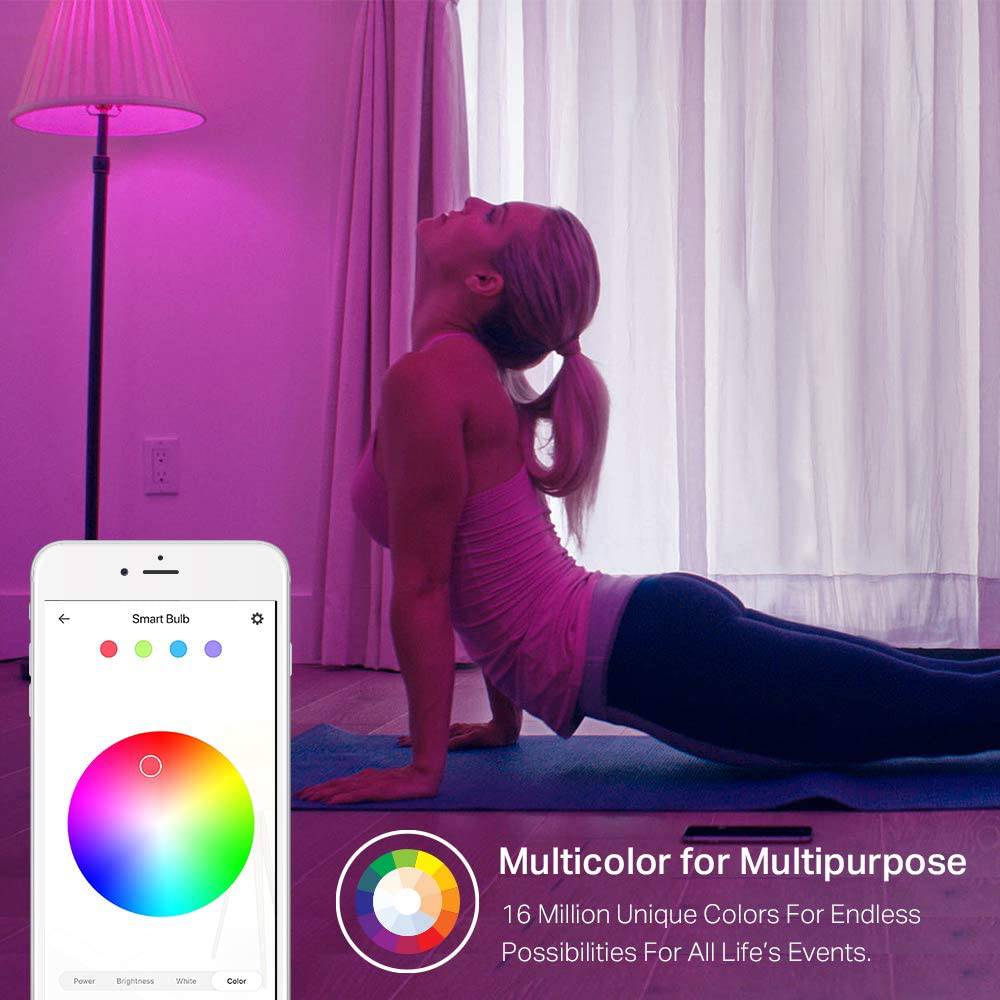 Kasa Bombillas inteligentes , bombillas WiFi inteligentes regulables que cambian a todo color compatibles con Alexa y Google Home, A19, 9 W 800 lúmenes, solo 2,4 Ghz, no requiere concentrador, paquete de 2 (KL125P2), multicolor - DIGVICE MX