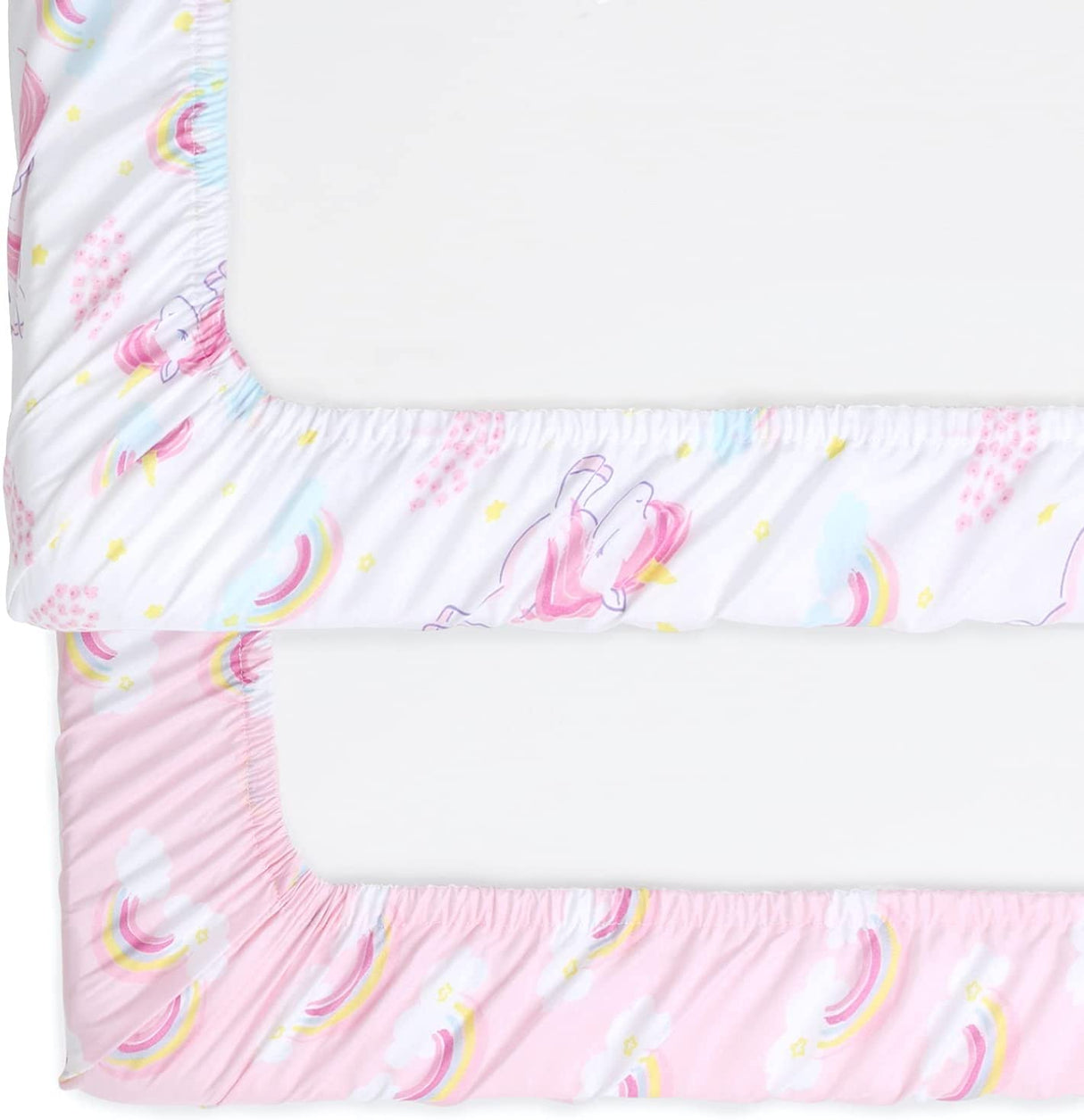 The Peanutshell Fitted Pack n Play, Playard, Mini sábanas para cuna para niñas | Juego de 2 paquetes | Unicornio rosa y arco iris - DIGVICE MX