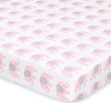 The Peanutshell Fitted Pack n Play, Playard, Mini sábanas para cuna para niñas | Juego de 2 paquetes | Elefantes rosas y corazones - DIGVICE MX