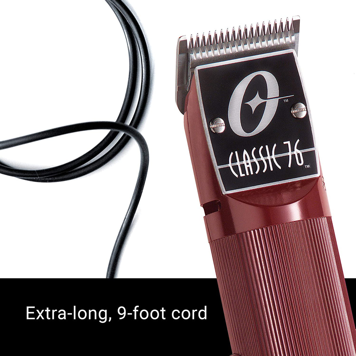 Cortapelos profesional Oster, Classic 76 76076-010 para barberos y corte de pelo con cuchilla desmontable, color burdeos