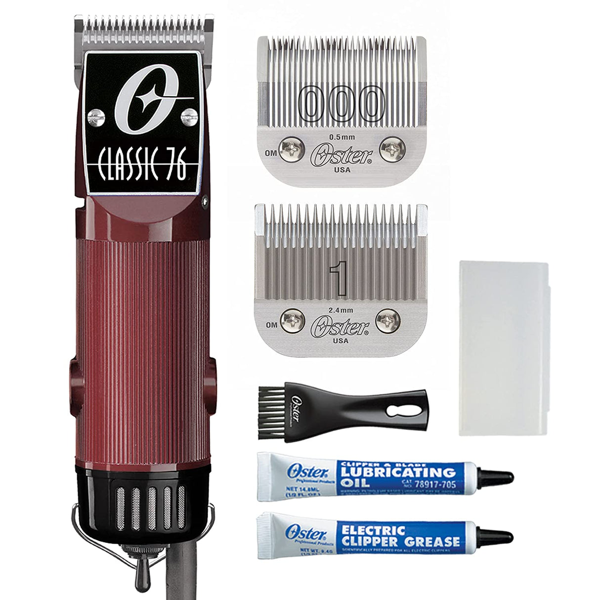 Cortapelos profesional Oster, Classic 76 76076-010 para barberos y corte de pelo con cuchilla desmontable, color burdeos