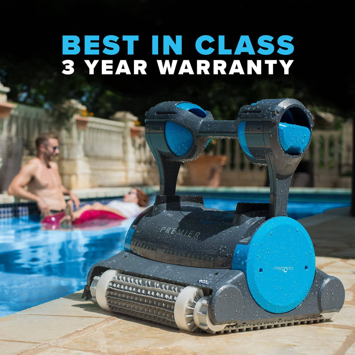 Limpiador robótico de piscinas Dolphin Premier con potentes cepillos dobles para fregar y múltiples opciones de filtro, ideal para piscinas enterradas de hasta 50 pies. - DIGVICE MX