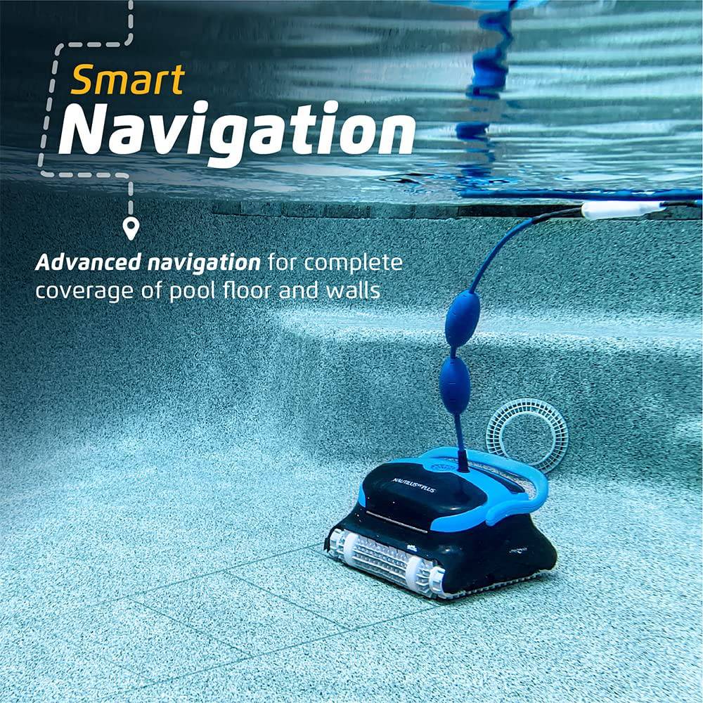 Limpiador robótico de piscina Dolphin Nautilus CC Plus [aspirador] - Ideal para piscinas en el suelo de hasta 50 pies - Succión potente para recoger pequeños desechos - Cartuchos de filtro de carga superior fáciles de limpiar - DIGVICE MX