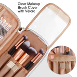 Relavel - Estuche de maquillaje 2 capas para brochas de maquillaje (patrón de mármol blanco)