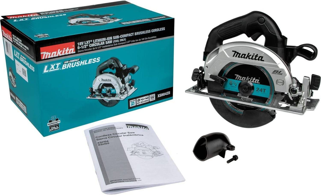 Makita XSH04ZB Sierra Circular de 6-1/2" Inalámbrica Sub-Compacta LXT® Litio-Ion de 18V Sin Escobillas, Sólo Herramienta - DIGVICE MX