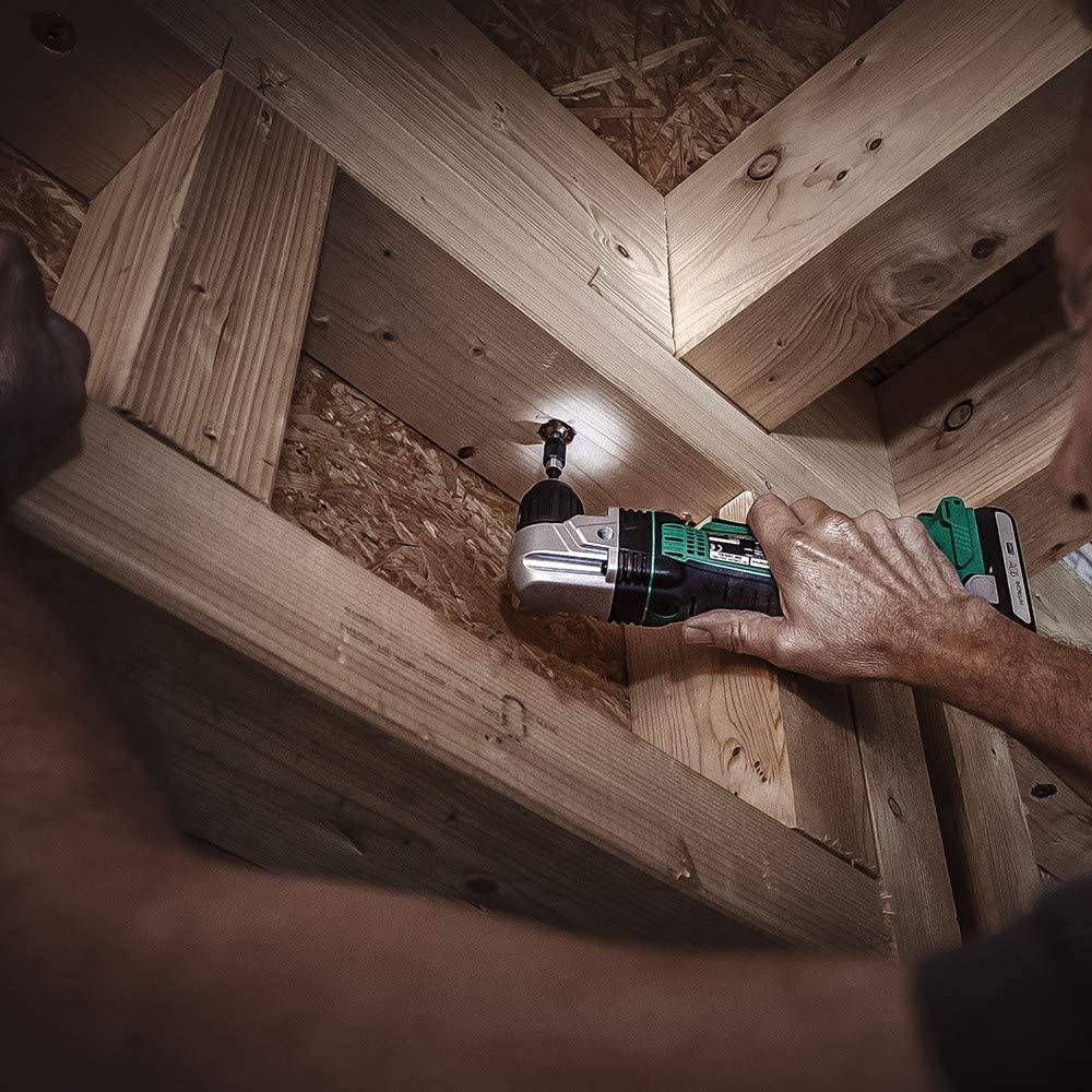 Metabo HPT Taladro en ángulo recto, inalámbrico de 18 V, solo herramienta, sin batería, mandril sin llave de 3/8 pulgadas, luz LED, mango lateral (DN18DSLQ4) - DIGVICE MX