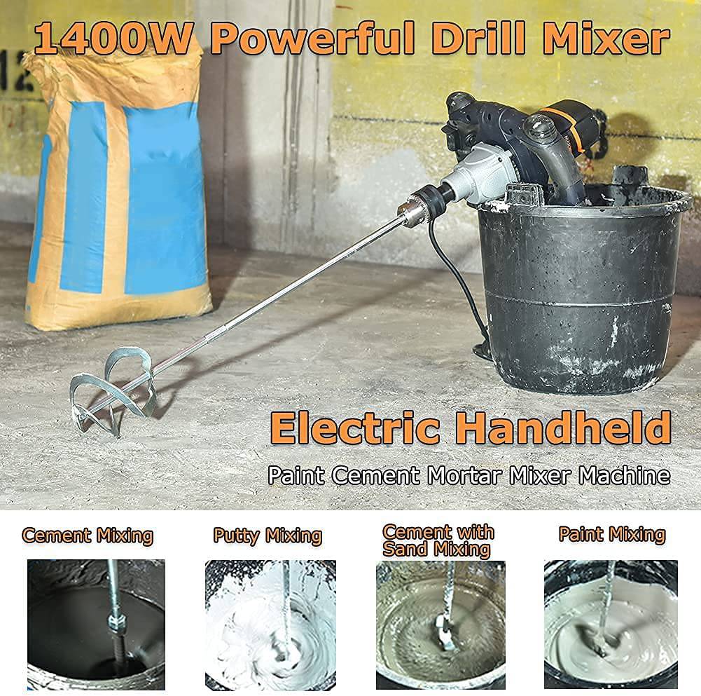 Mezclador de paleta única MAXXT 12A Mezclador de concreto/mortero, portabrocas con llave de 5/8 ", arranque suave, viene con paleta de mezcla en espiral grande de 100 mm - DIGVICE MX