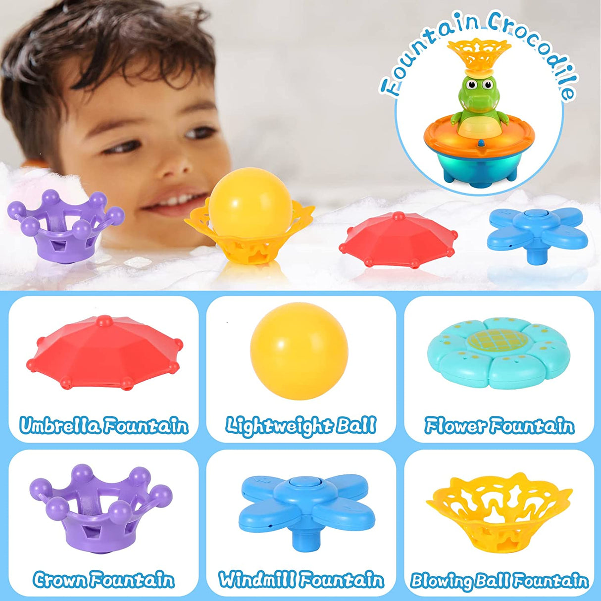 UOYHXQ Juguetes de baño para bebés, 5 modos Cocodrilo Juguete de baño de agua con rociador automático - B09WTS6Z8Z