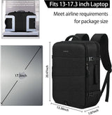 Lubardy - Mochila de viaje para hombres y mujeres Mochila de transporte aprobada para vuelo de 17 pulgadas Impermeable Grande 40L