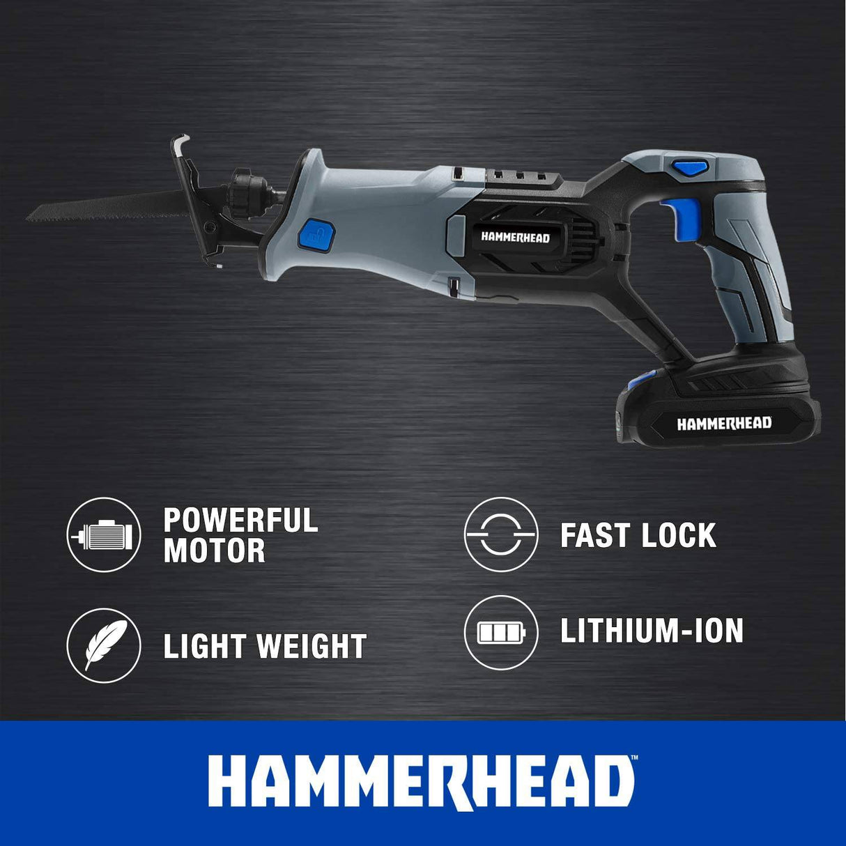 Hammerhead Kit de sierra recíproca inalámbrica de 20 V con batería de 2,0 Ah, cargador, hoja para cortar madera - HCRS201 - DIGVICE MX