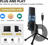 TONOR Micrófono USB, condensador cardioide para computadora, micrófono para juegos de PC con soporte de trípode y filtro pop para transmisión, podcasting, grabación de voz, compatible con computadora portátil de escritorio con Windows, TC-777