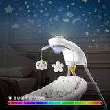 RONBEI Columpio para bebés para bebés, columpio de cuna, eléctrico para bebés con 4 velocidades de columpio/vibración y música (gris claro) - DIGVICE MX