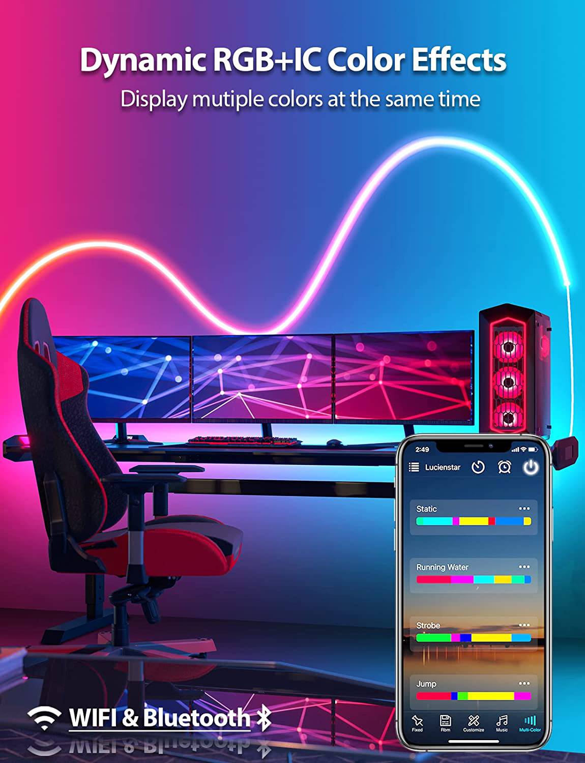 Lucienstar Luces de cuerda de neón, luz de neón RGB + IC de 10 pies / 3 m con aplicación inteligente de sincronización de música, 16 millones de colores de bricolaje, funciona con Alexa, asistente de Google - DIGVICE MX