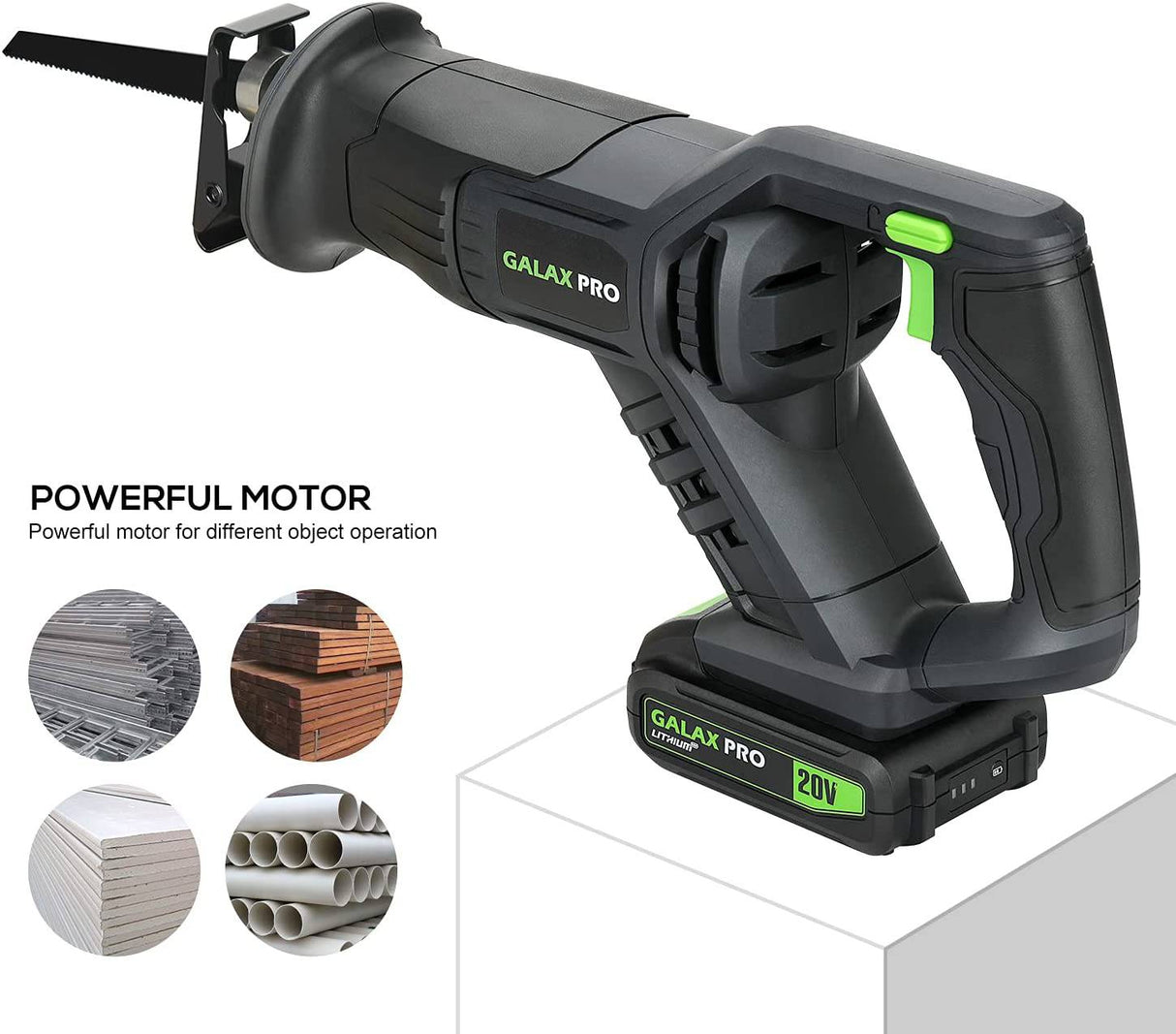 GALAX PRO Sierra alternativa inalámbrica con batería, sierra inalámbrica 20V 2.0Ah, hoja de sierra para madera de 3 piezas de 6 pulgadas y hoja de sierra de metal de 2 piezas de 6 pulgadas - DIGVICE MX