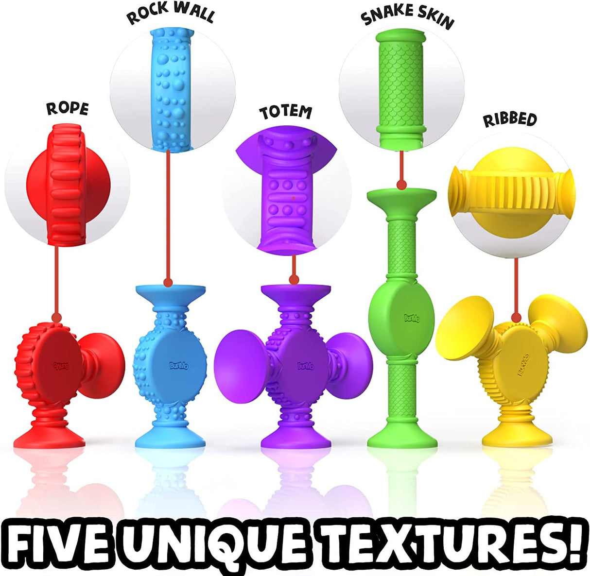 BUNMO Juguetes de baño de succión texturizados 10 piezas | Conectar, Construir, Crear - B09W8ZRSHR