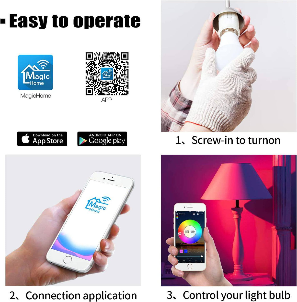 MagicLight Smart BR30 Bombillas de luz de inundación, intensidad regulable que cambia de color, equivalente a 100 W, luz LED empotrable, bombillas de luz WiFi, funciona con Alexa Google Assistant SmartThings (2 unidades) - DIGVICE MX