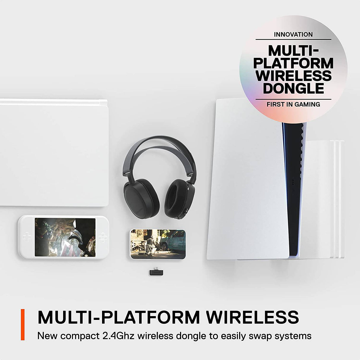 SteelSeries Arctis 7+ Auriculares inalámbricos para juegos - Sin pérdidas 2.4 GHz - 30 horas de duración de la batería - USB-C - 7.1 Surround - para PC, PS5, PS4, Mac, Android y Switch - Negro