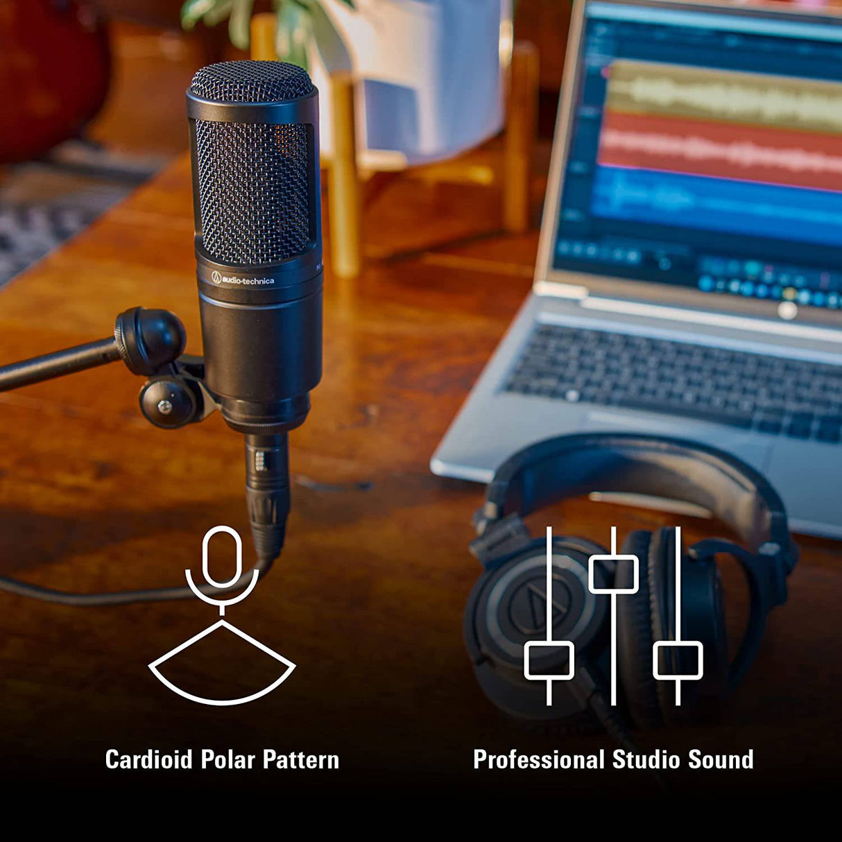 Audio-Technica AT2020 Micrófono XLR de estudio de condensador cardioid –  Digvice