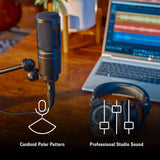 Audio-Technica AT2020  Micrófono XLR de estudio de condensador cardioide, ideal para aplicaciones de estudio de proyectos/casa