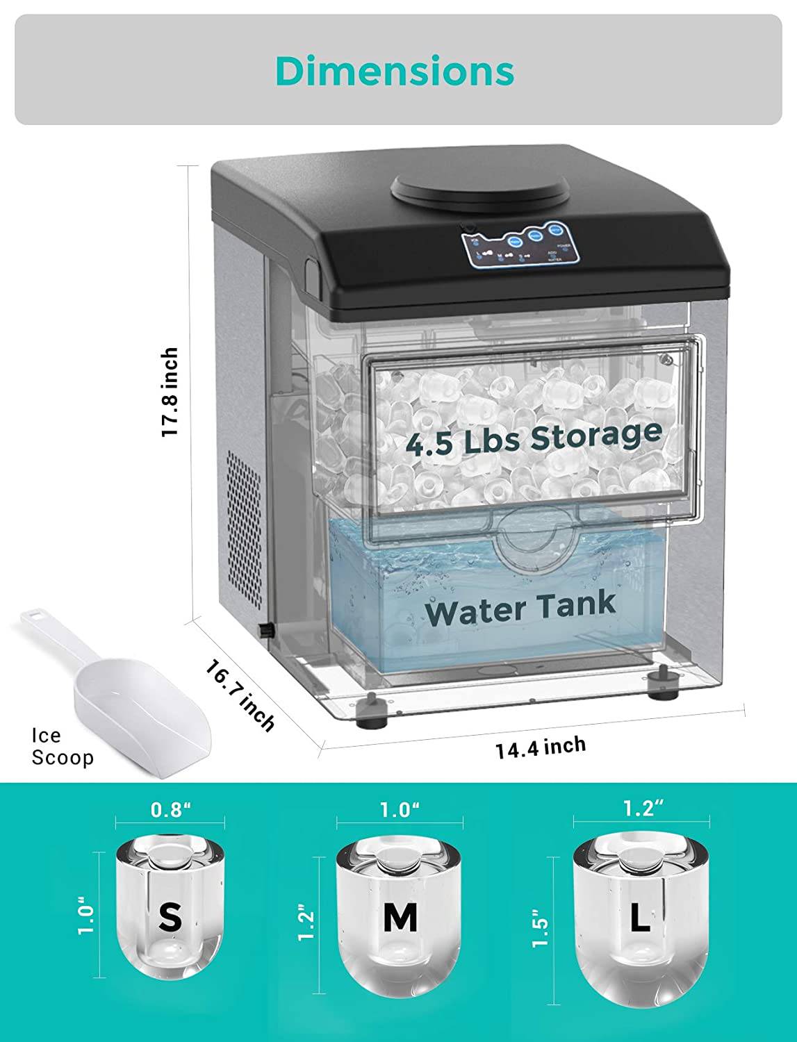 SOUKOO  - Fabricadora de hielo 2 en 1, fabricantes de cubitos de hielo diarios de 48 libras, acero inoxidable - DIGVICE MX