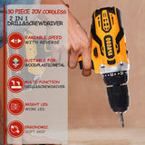 APAGOO Juego de brocas inalámbricas de 20 V, 30 unidades, 2 baterías de 2.0 Ah de 310 libras con ajuste de par de 25+2, taladro eléctrico sin llave de 3/8 pulgadas para metal, madera, perforación de azulejos de cerámica - DIGVICE MX