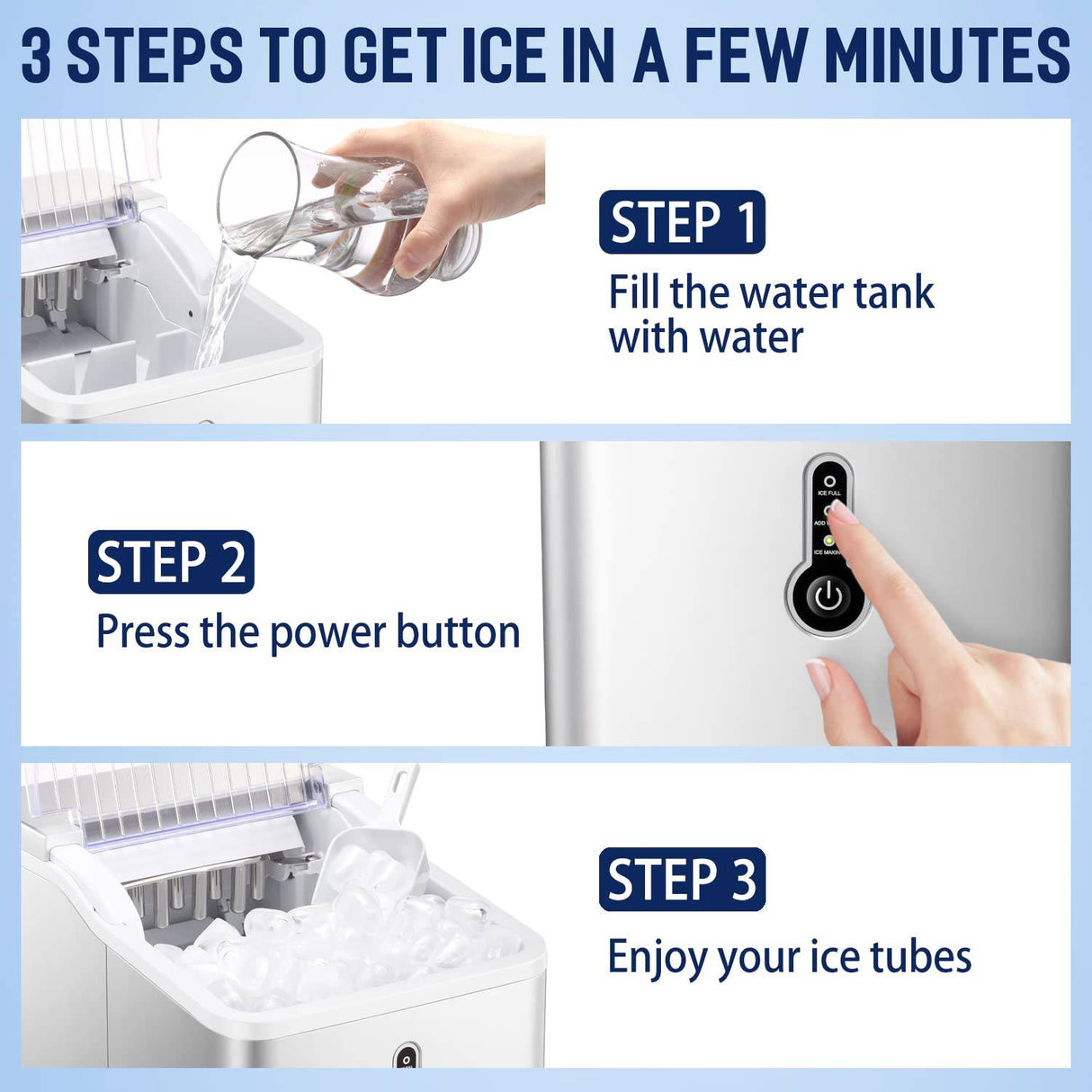 ZAFRO - Máquina para hacer hielo en la encimera, compacta y portátil con cuchara para hielo y cesta, de 26 libras/24 horas - DIGVICE MX