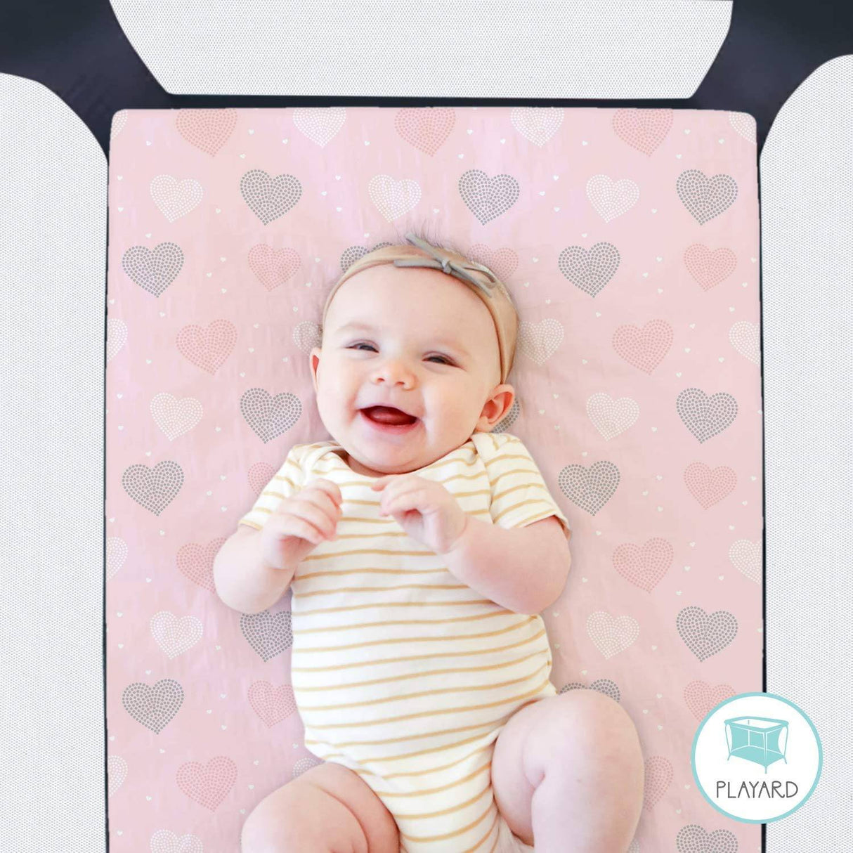 The Peanutshell Fitted Pack n Play, Playard, Mini sábanas para cuna para niñas | Juego de 2 paquetes | Elefantes rosas y corazones - DIGVICE MX