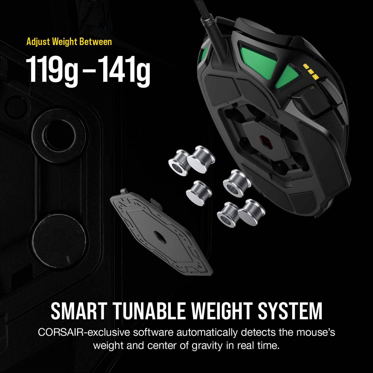 Corsair Nightsword RGB - Ratón óptico ergonómico para juegos FPS/MOBA ajustable con rendimiento cómodo con LED RGB retroiluminado, 18000 DPI, negro